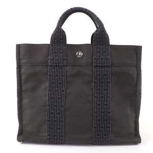 HERMES Herline PM Canvas Tote Bag/Handbag with Key and Padlock, Sellier Hardw...